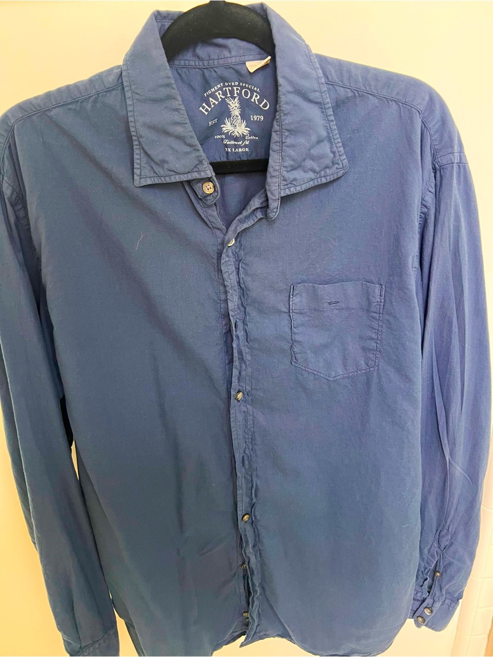 Hartford Men's Indigo Button-Down Casual Shirt